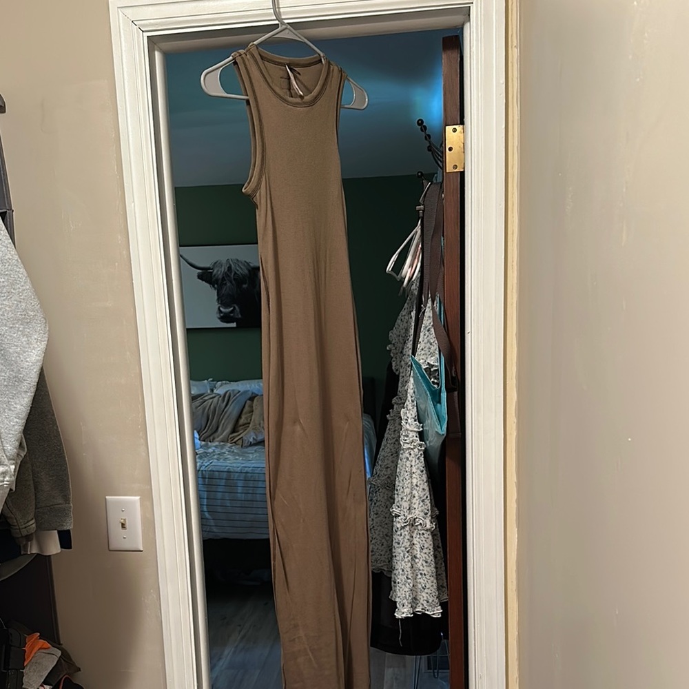 Skims Olive Ribbed Maxi Dress
